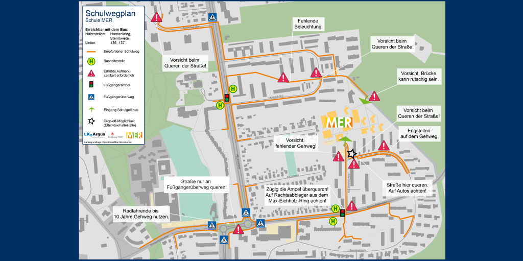 Schulwegplan der Grundschule Max-Eichholz-Ring Lohbrügge.
