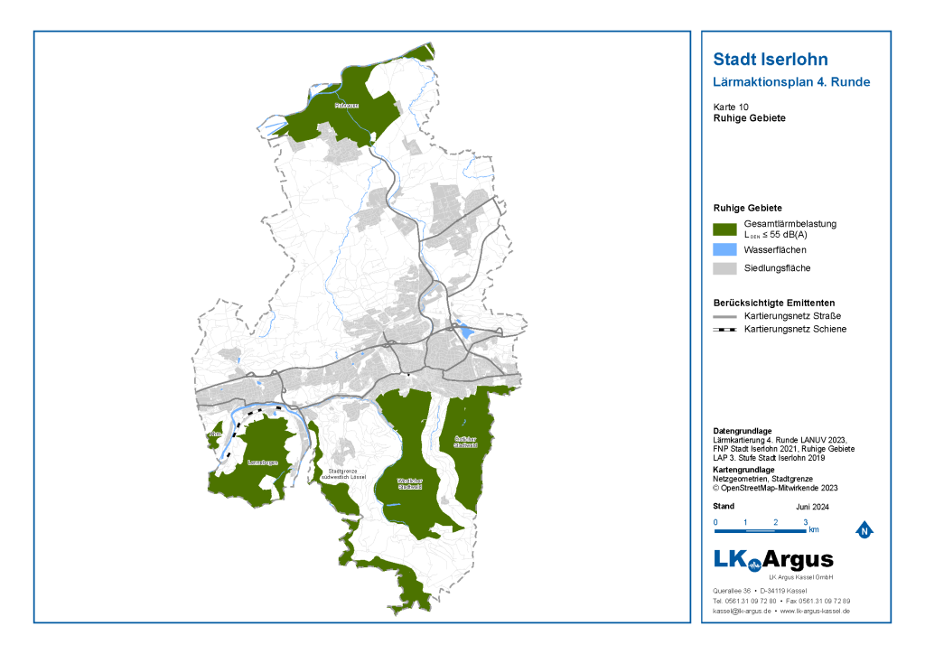 Karte der ruhigen Gebiete.